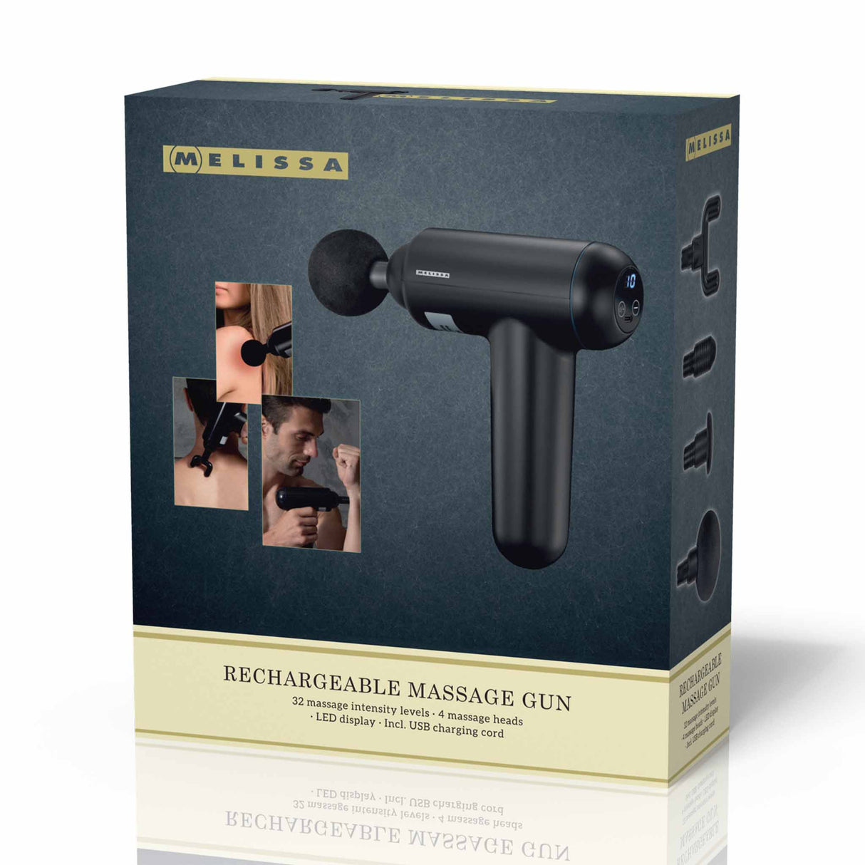 Melissa 16770048 - Oplaadbaar massagepistool met LED-display, zwart