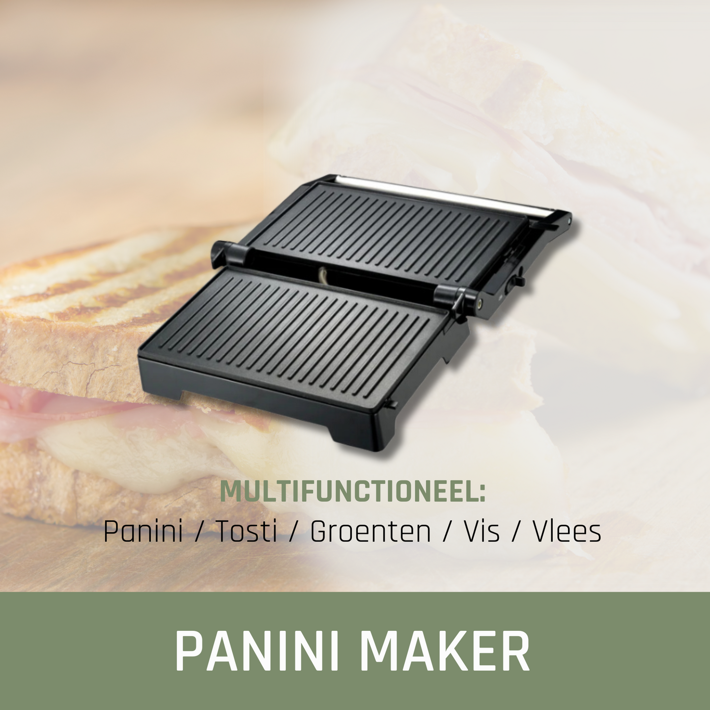 Melissa 16240111 - Panini grill and contact grill with non-stick coating and overheat protection - Black