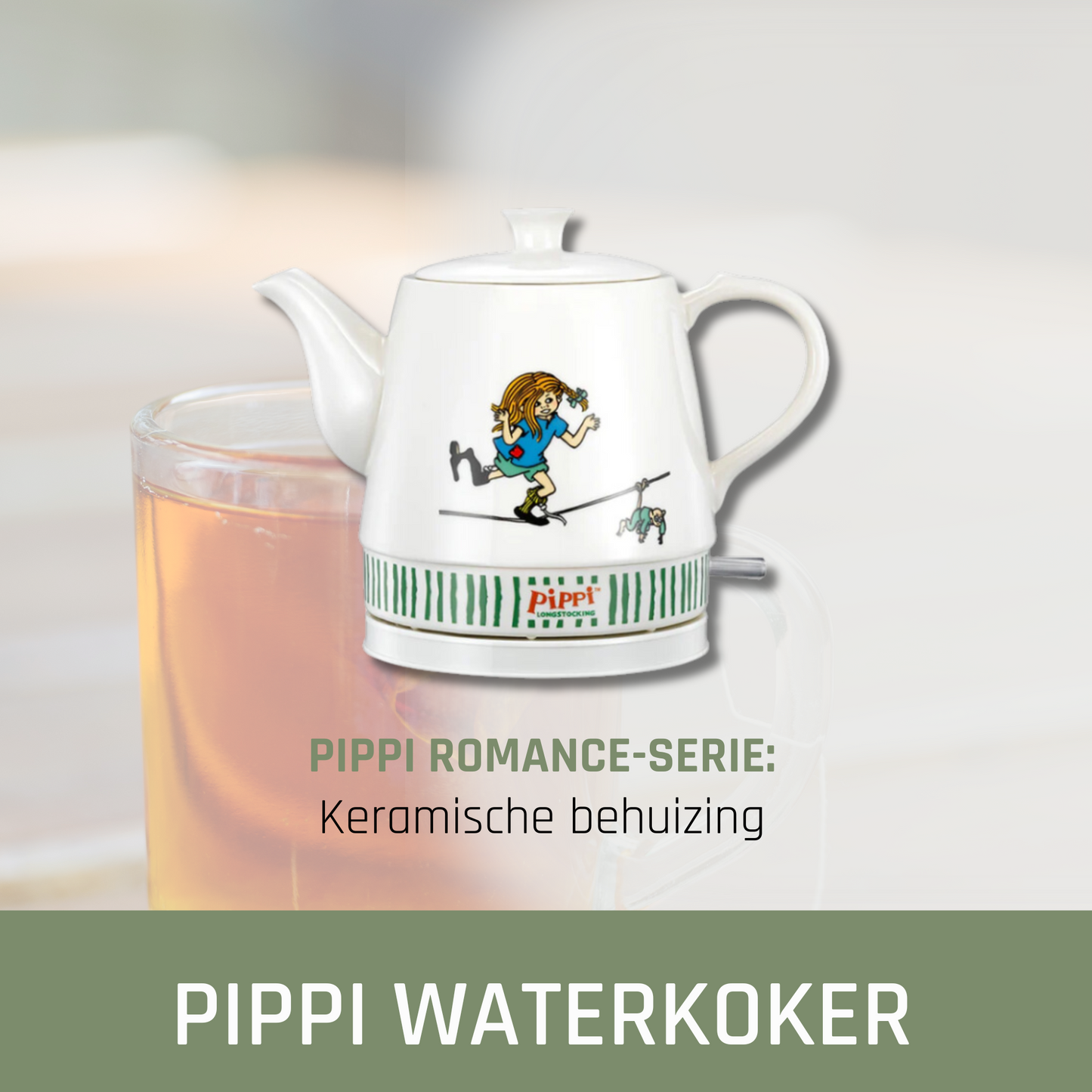 Pippi 20130005 - Pippi Longstocking ceramic water boiler - 0.8 litre - Pippi Circus design