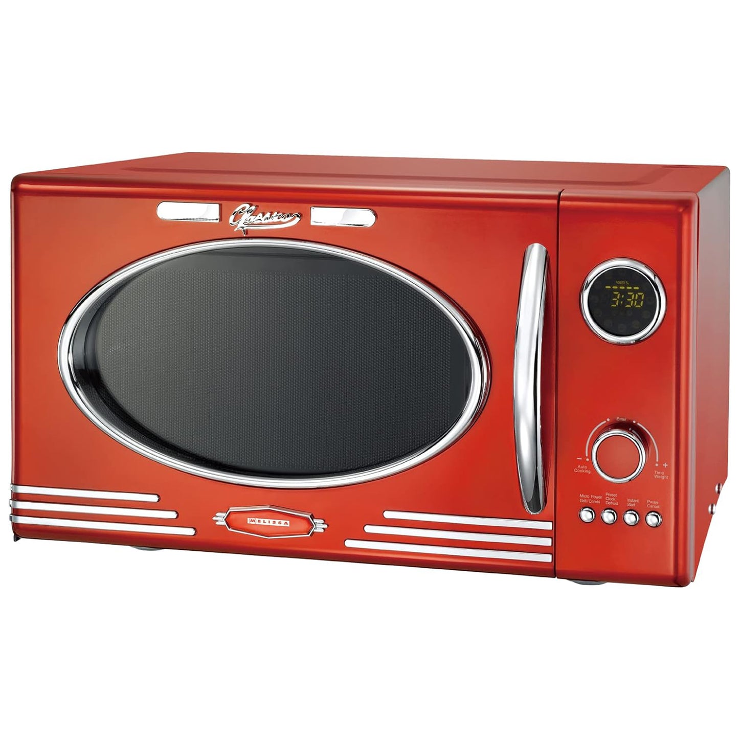 Melissa 16330129 – Electronic microwave oven with grill, 23L, 800 W, metallic red