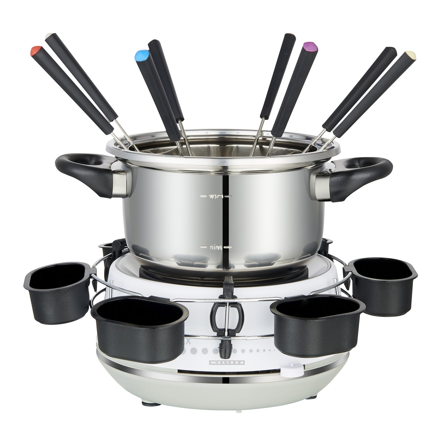 Melissa 16310230 – Electric fondue 2L, 1200W, stainless steel/white