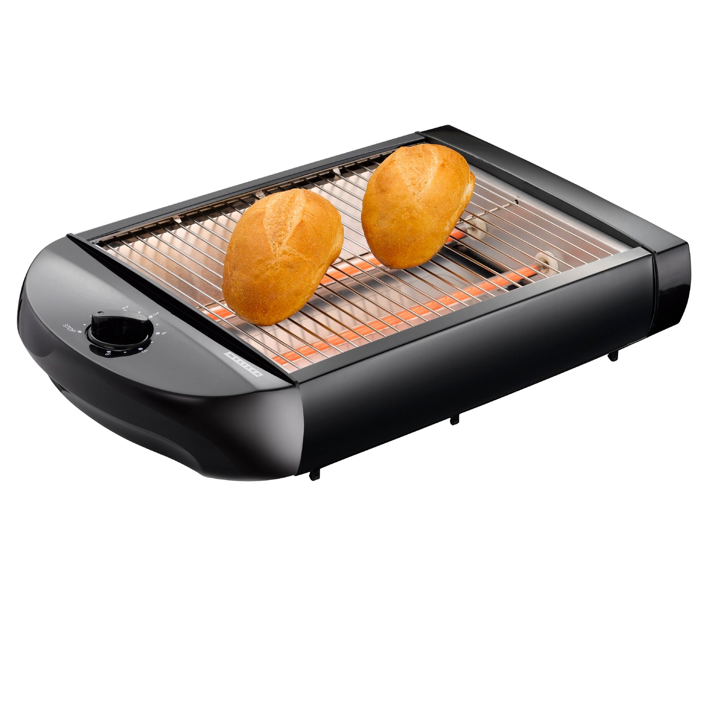 Melissa 16140145 - Flat toaster with detachable crumb tray, 600W - Black