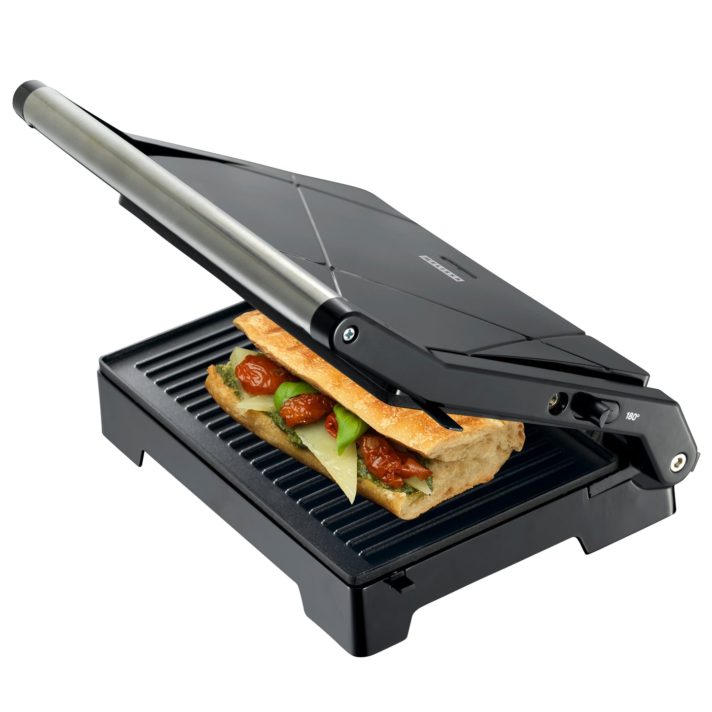 Melissa 16240111 - Panini grill and contact grill with non-stick coating and overheat protection - Black