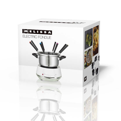 Melissa 16310230 – Electric fondue 2L, 1200W, stainless steel/white