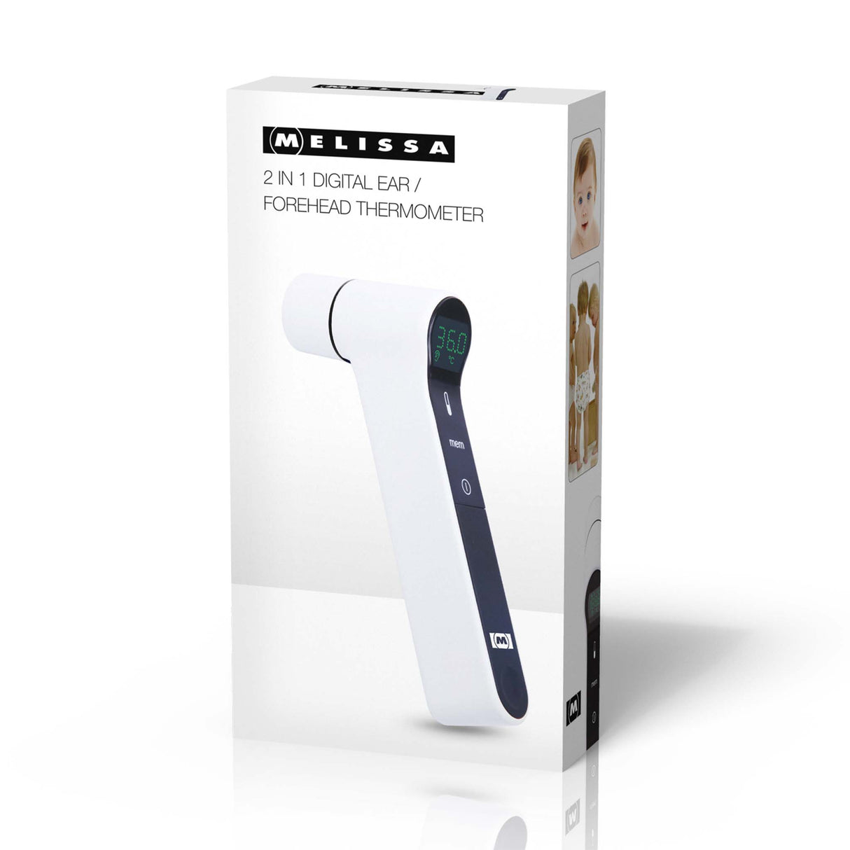 Melissa 16690071 - 2 in 1 Digitale oor/voorhoofdthermometer, wit