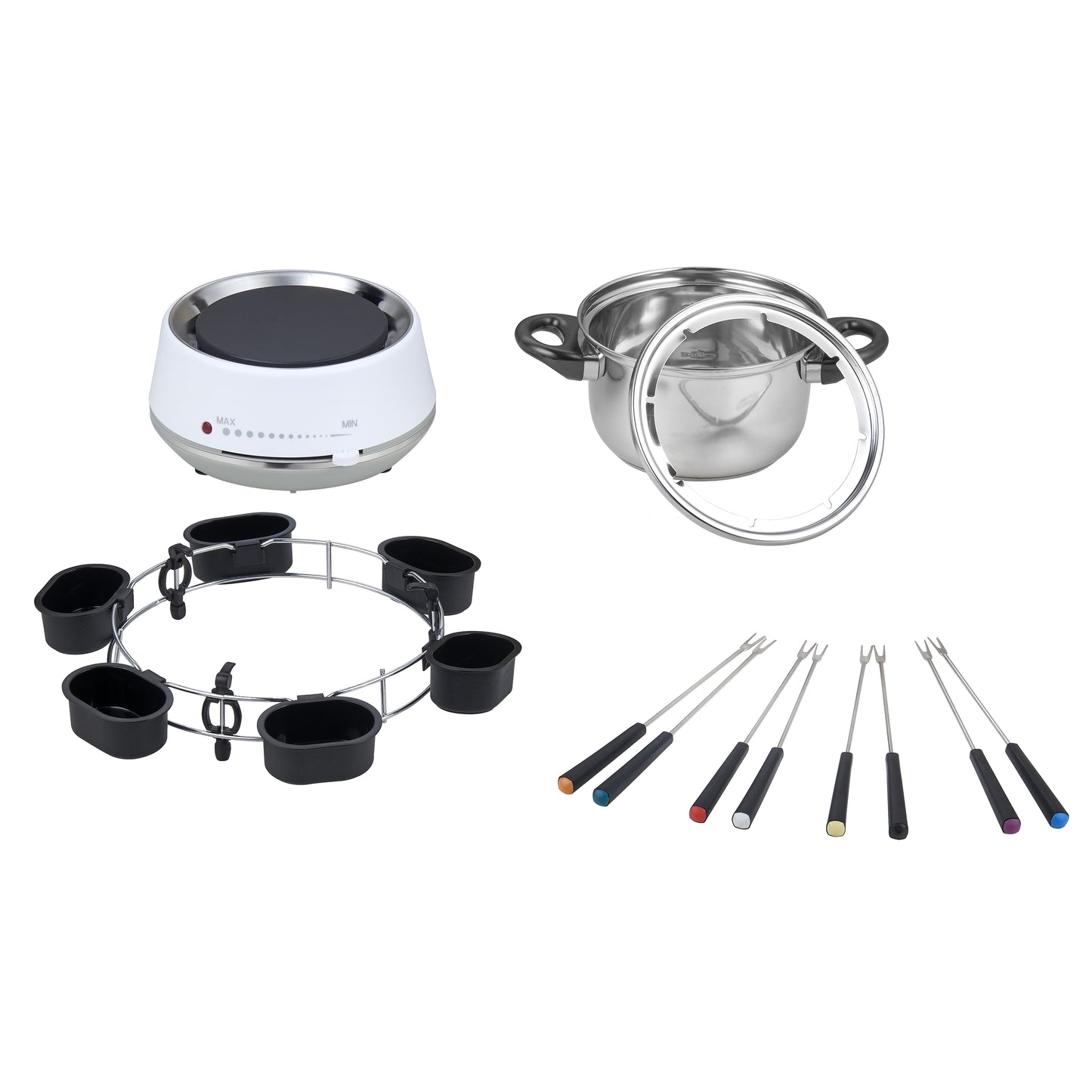 Melissa 16310230 – Electric fondue 2L, 1200W, stainless steel/white