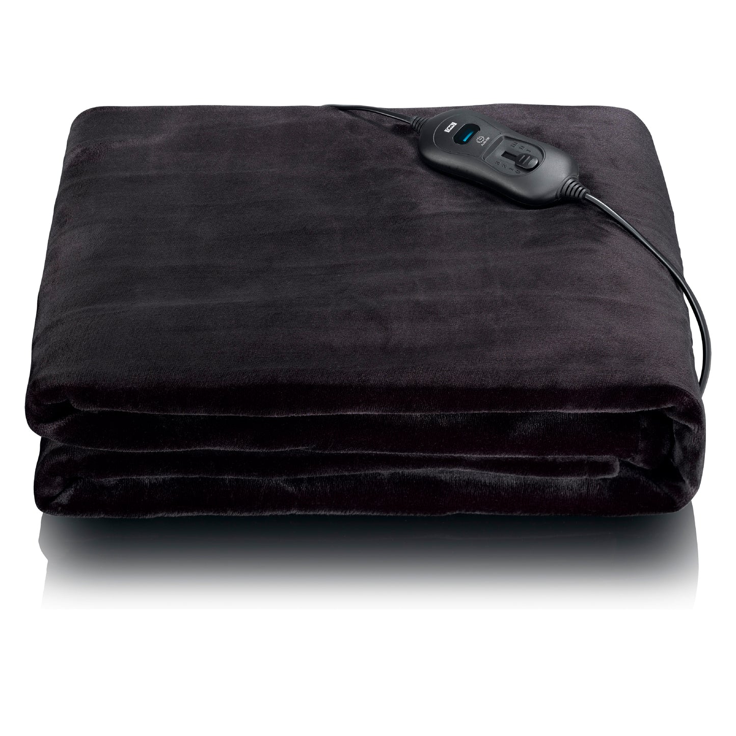 Melissa 16760052 - Large electric heating blanket with built-in overheat protection and automatic switch-off, 180 x 130 cm, flannel fleece - Black